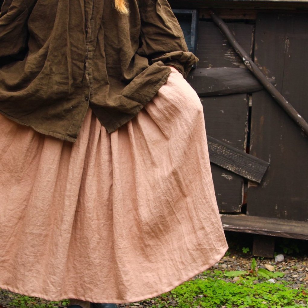 linen gather skirt