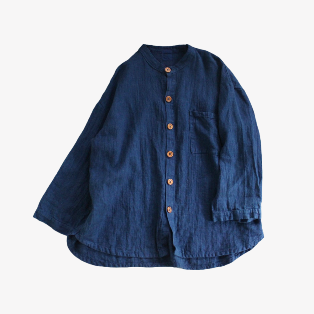 linen shirt jacket /群青色