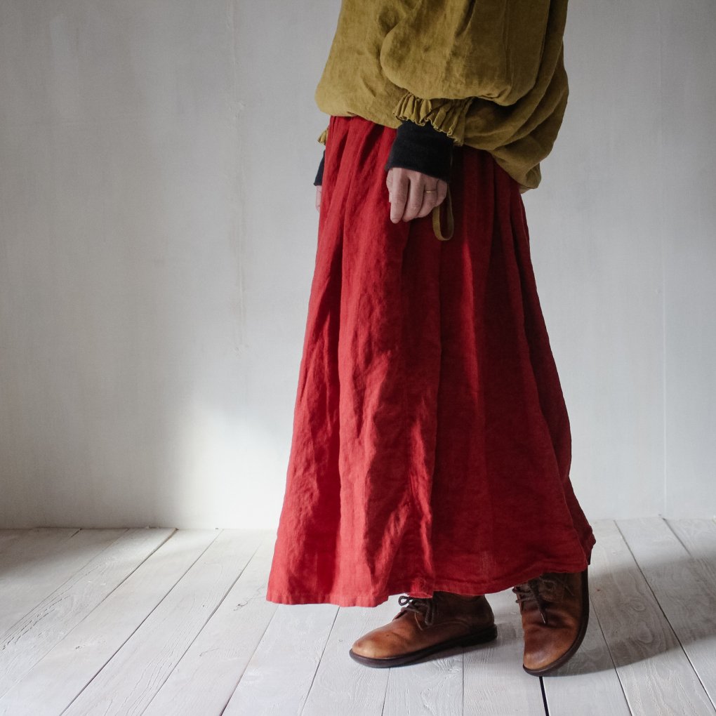 Amiri / linen gather skirt / 梅重色