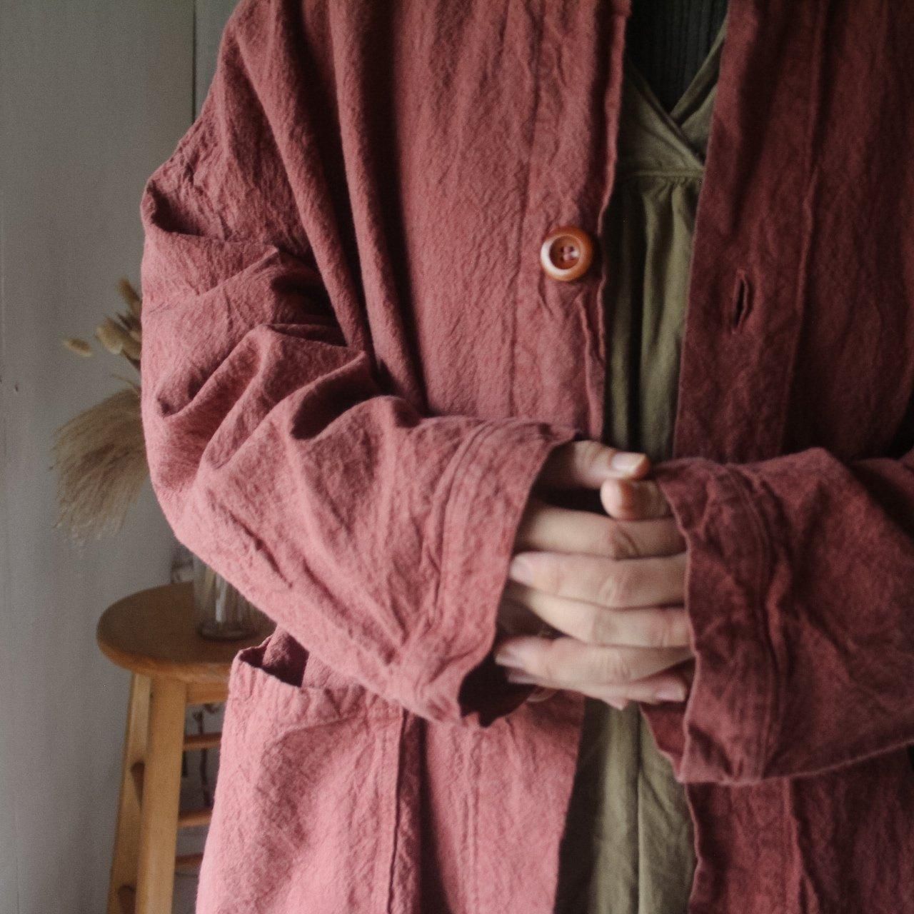 vintage cocoon coat | 小豆色 - ISTIST -草木染めの服- naturalcolor