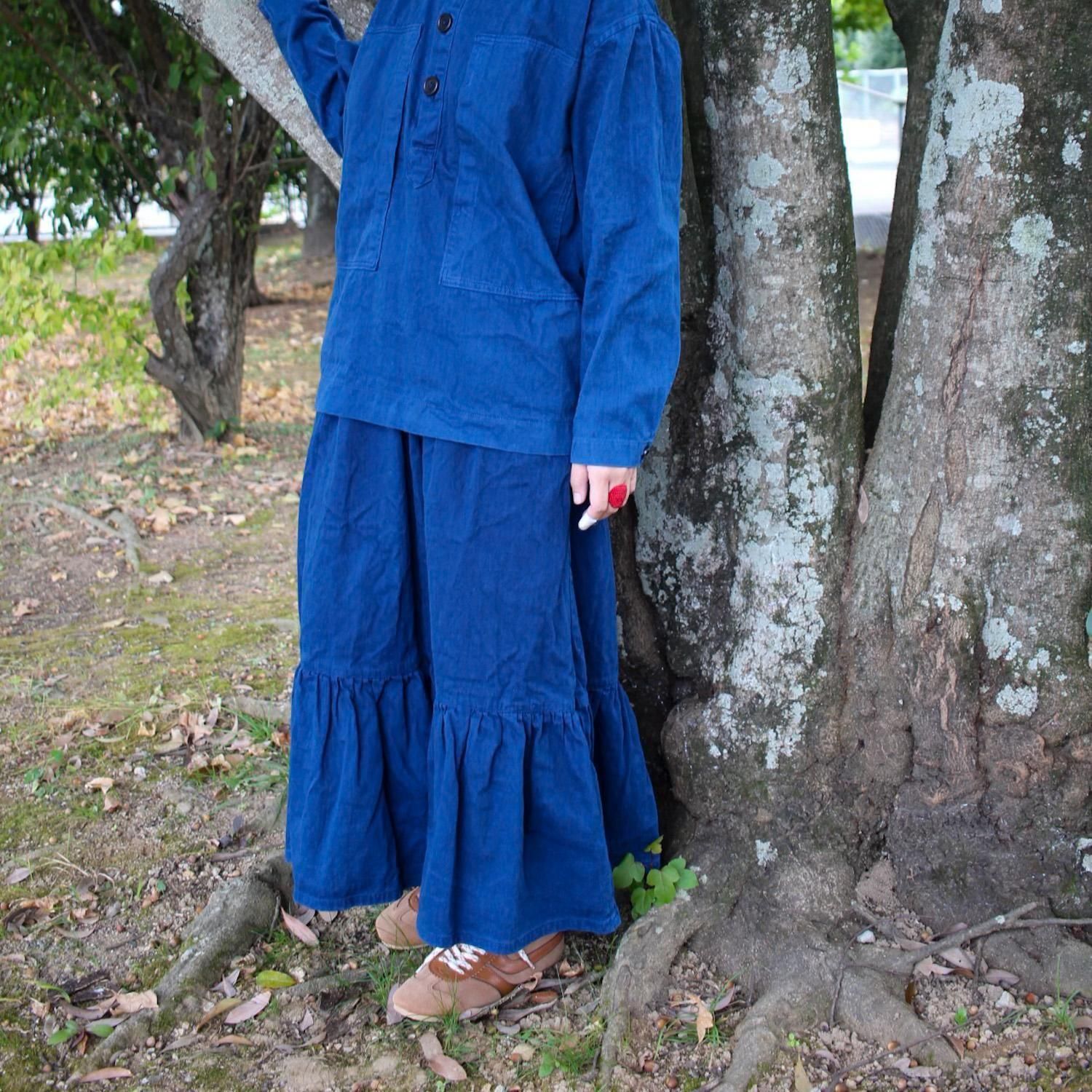 aone - gather denim skirt