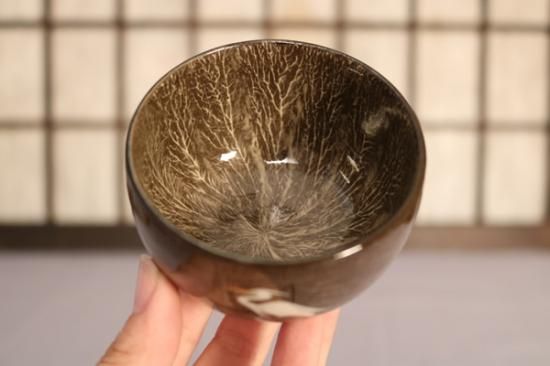 現川焼の鷺の一輪刺し壺