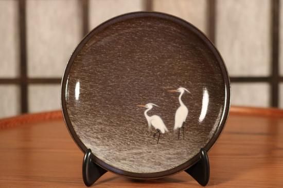 小絵皿「白鷺文（二羽）」 - 現川焼の伝統を守る全国唯一の窯元
