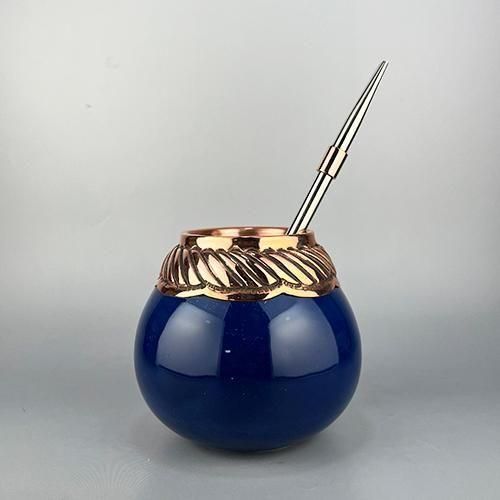 CERAMICA COBRE CINCELADO AZUL-D - AIRAUDO PLATERO
