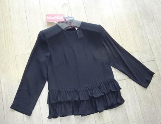 GINECEO ティアードフリル デザインブラウス 黒 MaxMara STUDIO GINECEO ティアードフリル デザインブラウス 黒 MaxMara STUDIO