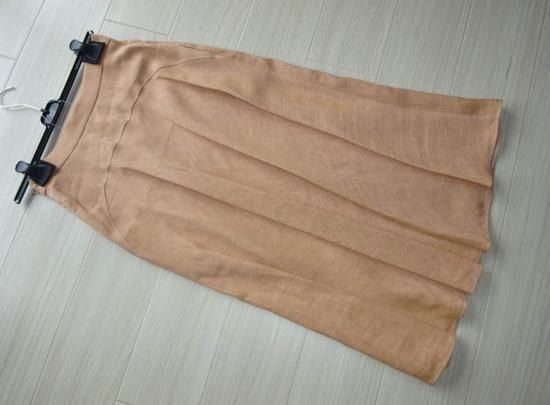 maxmara キャメル　スカート　ベージュ フリル TIVOLI 麻素材バックプリーツ フレアスカート キャメルベージュ