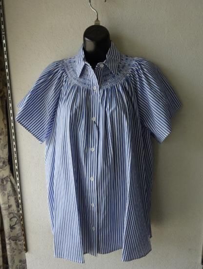 COIMBRA ギャザー襟 ストライプブラウス ブルー/白 MaxMara WEEKEND COIMBRA ギャザー襟 ストライプブラウス ブルー/白 MaxMara WEEKEND