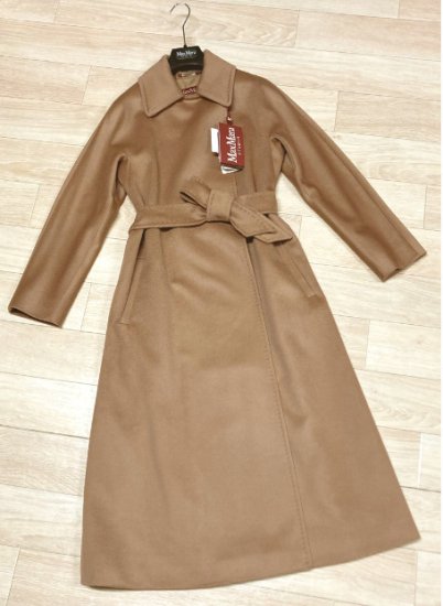 3ABELIA-06 ピックステッチ入り ベルテッドコート キャメル MaxMara STUDIO