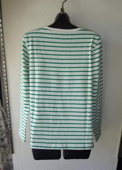 FRETTY-05 コットンジャージ ボーダー長袖カットソー 白/グリーン MaxMara WEEKEND MAXMARA WEEKEND LINE FRETTY-05 コットンジャージ ボーダー長袖