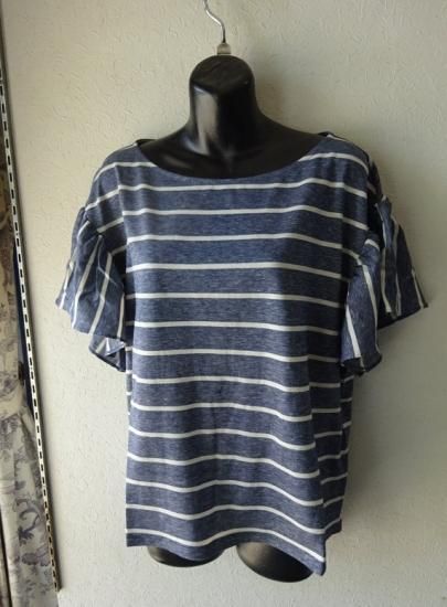 PAVIA フレアスリーブ ボーダー半袖カットソー 白/紺 MaxMara WEEKEND PAVIA フレアスリーブ ボーダー半袖カットソー 白/紺 MaxMara