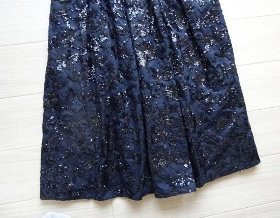 DT MaxMara ★ スパンコール付 スカート ROBERT ブラック セール】 インドコットン ギャザーマキシスカート （ロング