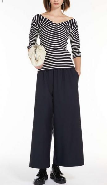 OCEANO-02 Vネック スリムフィットリブニット ライトベージュ MaxMara WEEKEND OCEANO-11 Vネック スリムフィットリブニット 濃紺/白 MaxMara