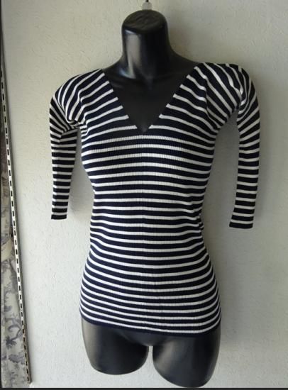 OCEANO-11 Vネック スリムフィットリブニット 濃紺/白 MaxMara WEEKEND OCEANO-11 Vネック スリムフィットリブニット 濃紺/白 MaxMara