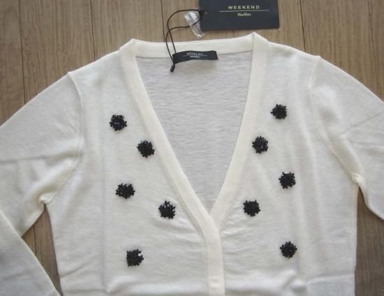 OLIMPO カシミア混 ビーズ刺繍カーディガン アイヴォリー MaxMara WEEKEND MAXMARA WEEKEND LINE OLIMPO カシミア混 ビーズ刺繍