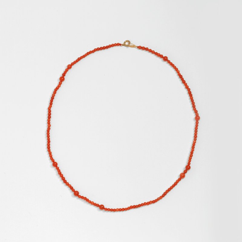 Red Coral Beads Necklace 37cm
