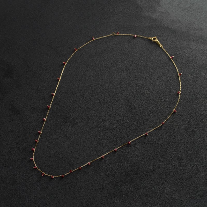Rhodolite Garnet Beads Necklace K18