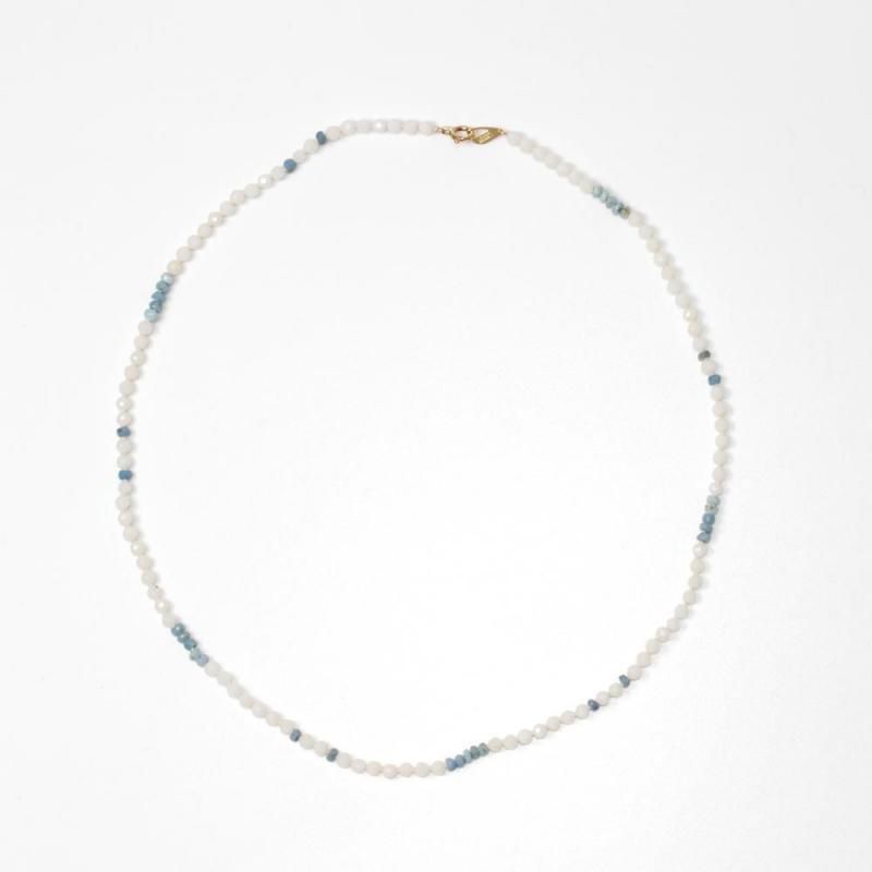 White coral-blue opal Necklace 38cm