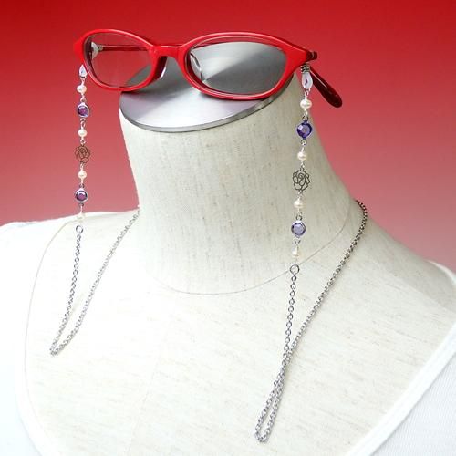 ♪594❤️ バラ薔薇フロスト淡水パールマスクチェーンメガネチェーン