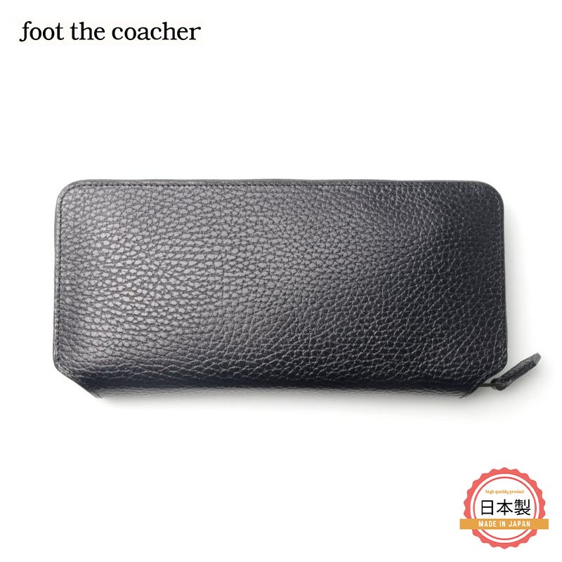 foot the coacher フットザコーチャー LONG ZIP WALLET-BLACK/WHITE