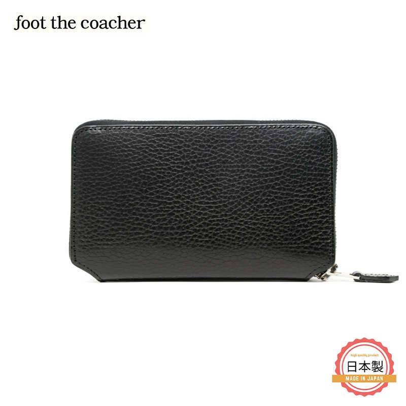 foot the coacher フットザコーチャー MIDDLE ZIP WALLET-BLACK/WHITE