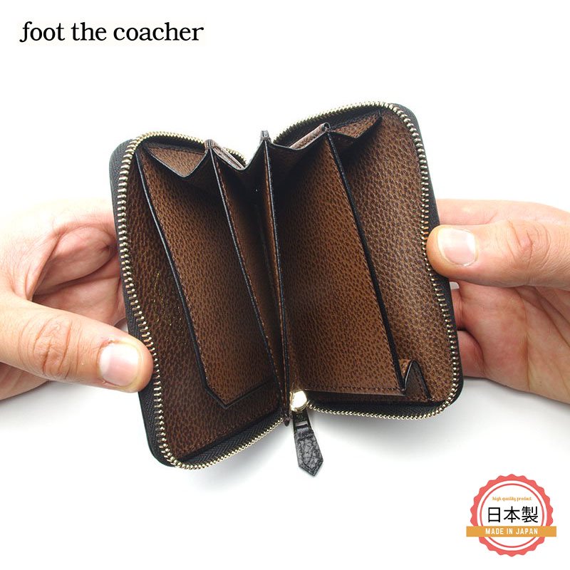 foot the coacher フットザコーチャー SHORT ZIP WALLET BLACK×BROWN