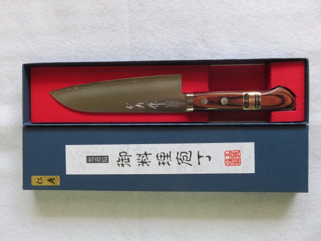 仁寿（じんじゅ） Ｖ金 本割込 小三徳包丁 １４０mm - オンライン