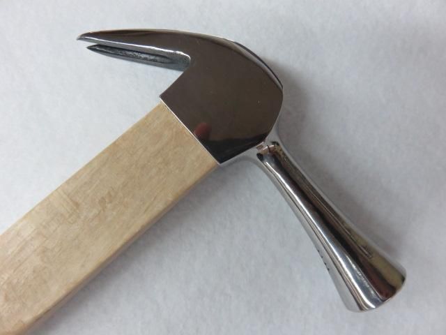 本職用 技 仮枠ハンマー 鏡面磨き仕上げ 小 すべり付 曲がり500mm柄付