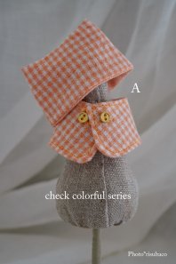 【Honeybear】 check colorful set （帽子＋ケープ）