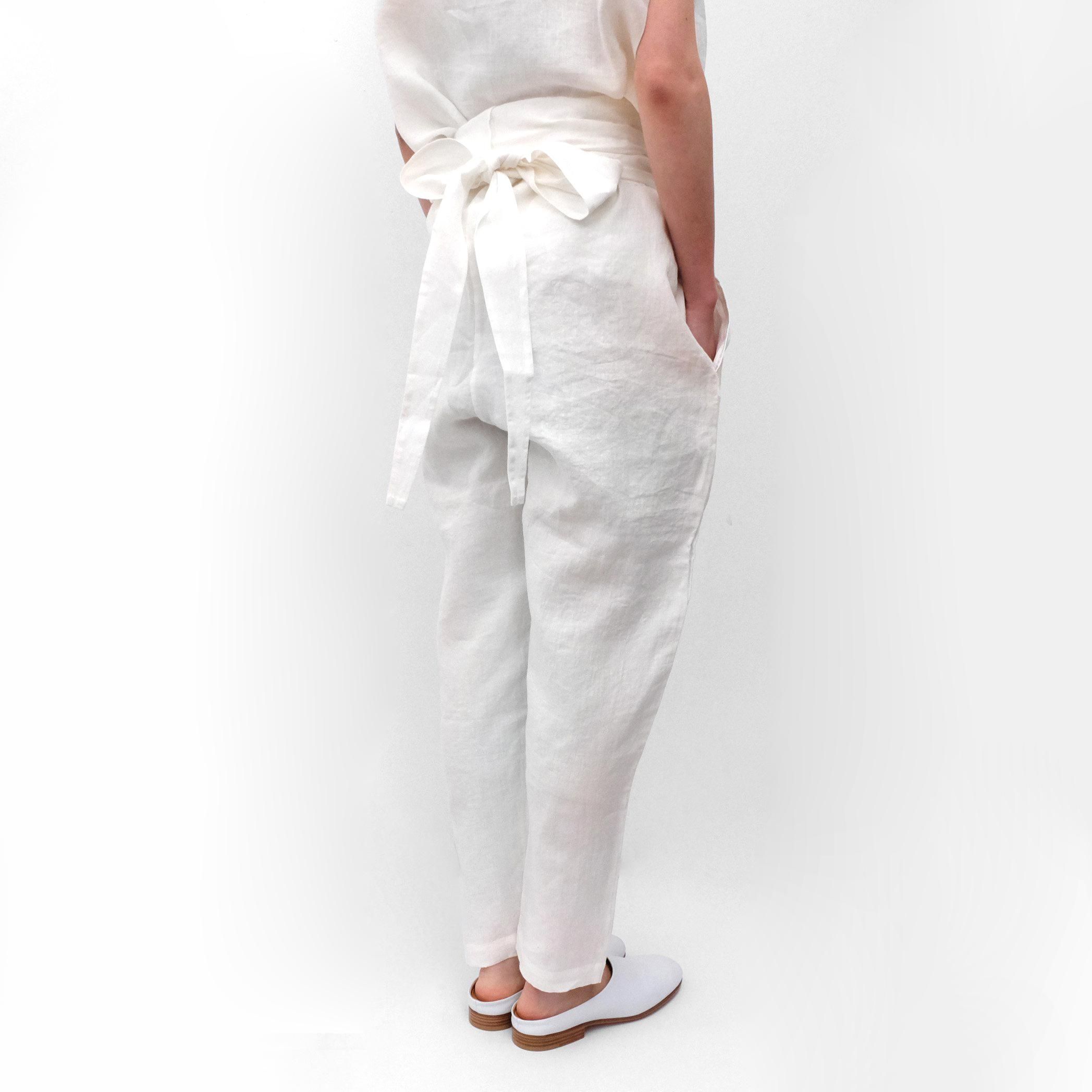 COSMIC WONDER Linen slim wrapped pants | gulatilaw.com