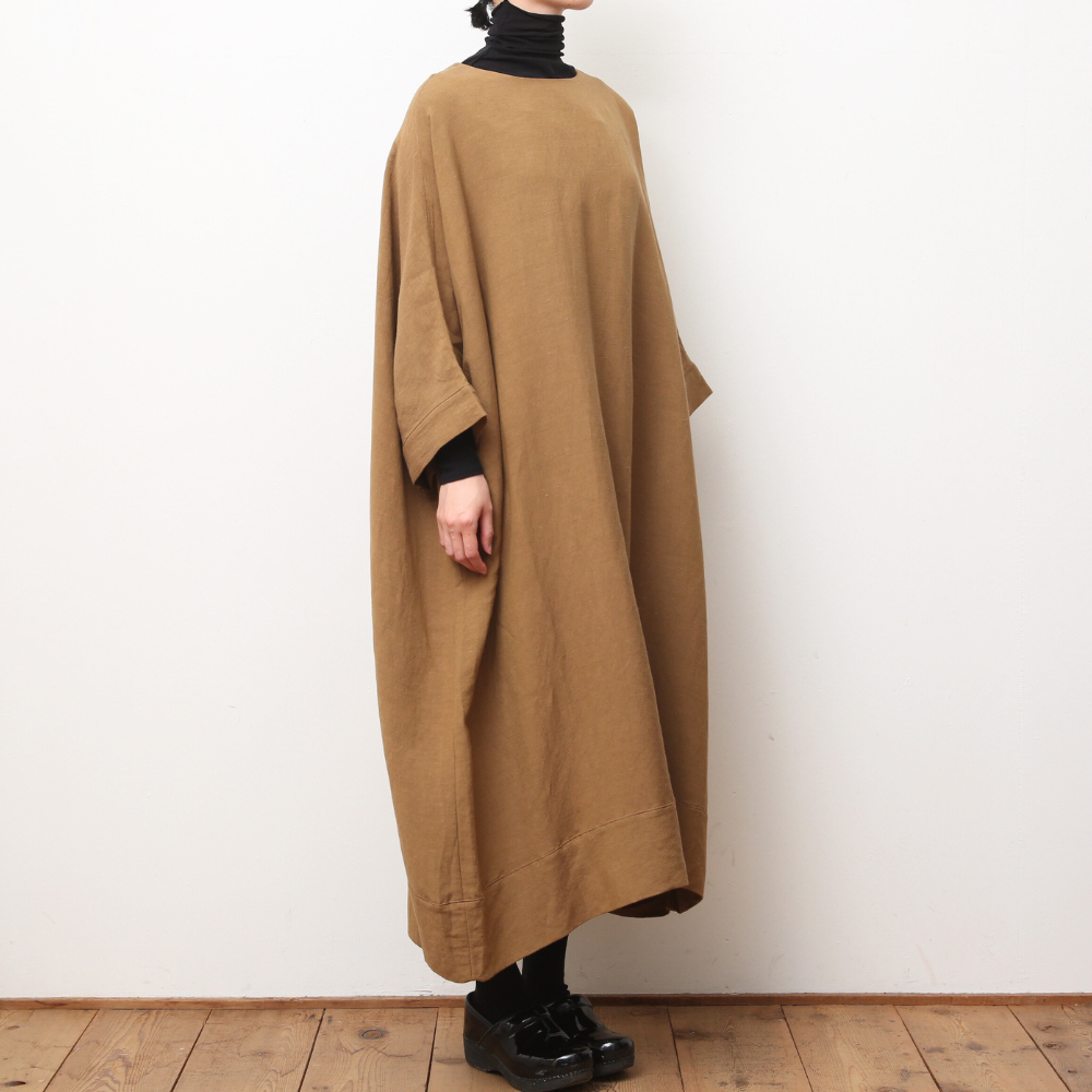 COSMIC WONDER / Old linen viscose canvas dress 【22CW17337