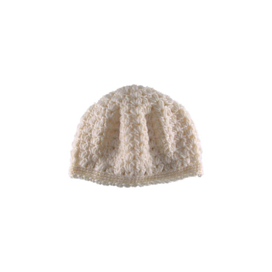 でめｔ本舗 ベレー帽 ベビー専用糸 ﾆｯﾄ帽 職人手編み 冬物 生成 ベビーサイズ