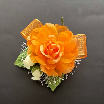 淡いオレンジ薔薇コサージュ付きミラー - dzhistory.com