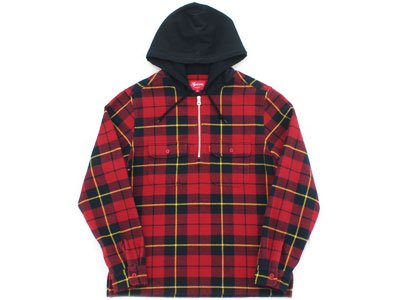 Supreme 'Hooded Plaid Half Zip Shirt'フーデッド ハーフジップ