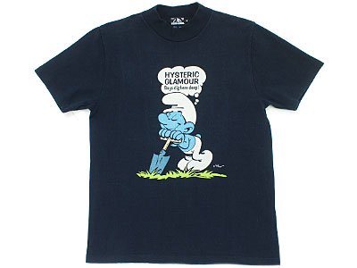 HYSTERIC GLAMOUR 'SMURF DIG HERE DEEP'モックネック T