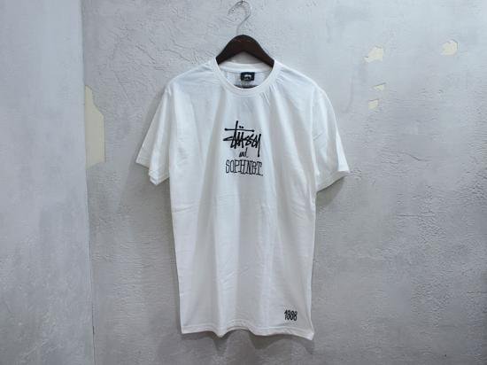 STUSSY×SOPHNET. 'EMBROIDERY TEE'Tシャツ ソフネット 白 ホワイト M