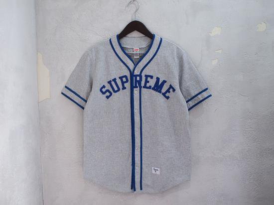 Supreme ‘Baseball Jersey’ベースボール ジャージ M ベースボールシャツ 灰 グレー アーチロゴ Shirt