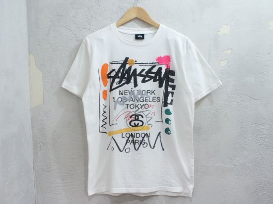 ロンT 白 L ワールドツアー STUSSY - Tシャツ/カットソー(七分/長袖)