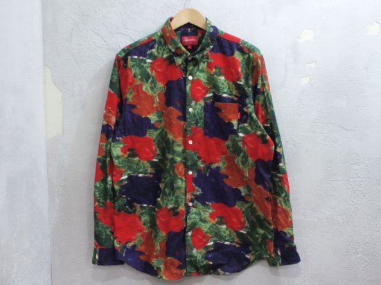 Supreme 'Brushed Floral Shirt'フローラルシャツ 花柄 赤 レッド L