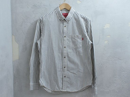 Supreme 'Striped Shirt'ストライプシャツ シュプリーム 白 ホワイト