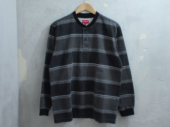 Supreme 'Printed Stripe Twill Henley'ヘンリーネックシャツ