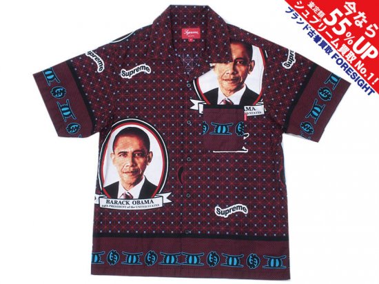 Supreme 'Obama Shirt'オバマシャツ 半袖 S マルーン オバマ大統領