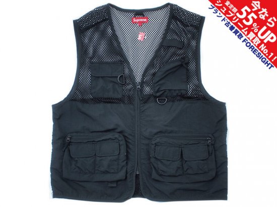 Supreme 'Mesh Cargo Vest'メッシュ カーゴベスト ロゴプリント 黒