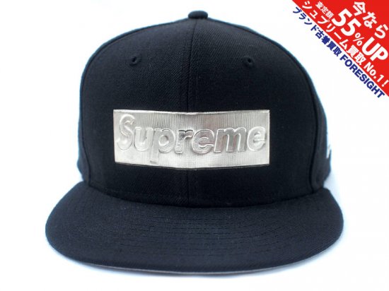 Supreme 'Metallic Box Logo New Era'ニューエラキャップ ボックスロゴ メタリック 7 5/8 60.6 黒 ブラック  シュプリーム - ブランド古着の買取販売フォーサイト オンラインストア