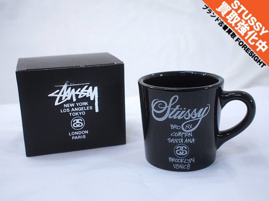 STUSSY 'WORLD TOUR'マグカップ ワールドツアー 黒 ブラック