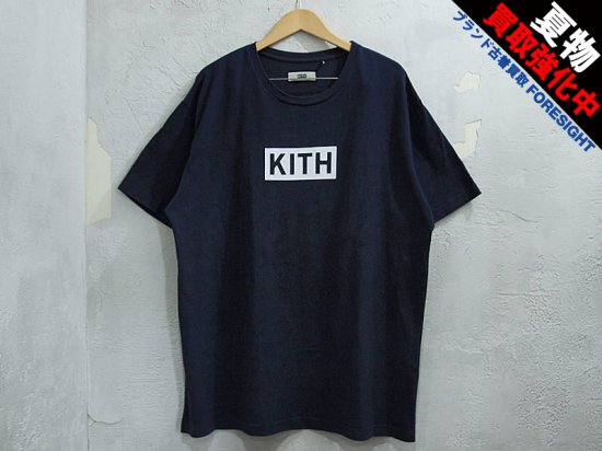 KITH NYC 'BOX LOGO TEE'Tシャツ ボックスロゴ XXL 紺 ネイビー