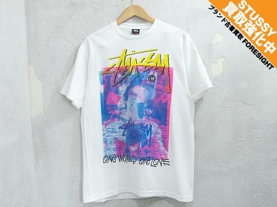 STUSSY 'ONE WORLD COLLAGE TEE'Tシャツ フォト コラージュ 白