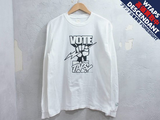 WTAPS 'VOTE L/S'長袖Tシャツ ダブルタップス ヴォート 白 ホワイト