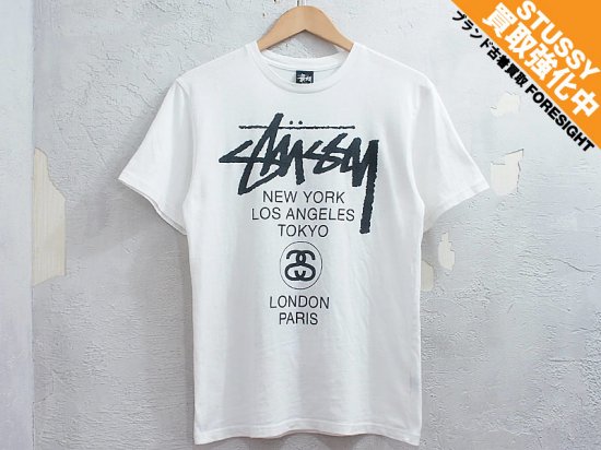 【新品】stussy Tシャツ　サイズL ホワイト ワールドツアー
