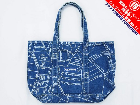 Supreme 'Gonz Map Denim Tote'トート バッグ ゴンズ マップ デニム シュプリーム ウォッシュドブルー -  ブランド古着の買取販売フォーサイト オンラインストア