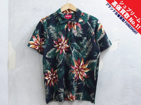 Supreme 'Floral Polo'フローラル ポロシャツ 花柄 ネイビー 紺 M